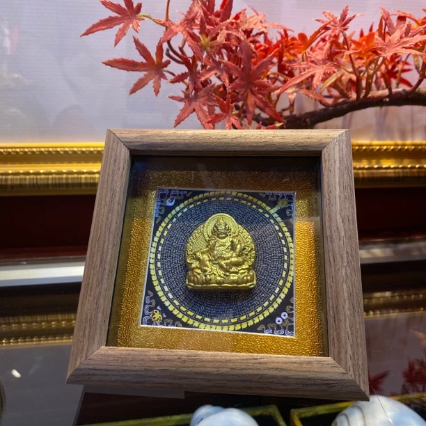 （多选）手工泥塑黑财 黄财 大黑天 绿度擦擦摆台12*12厘米实木框