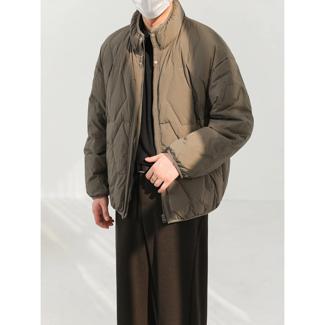 卓卓高级感2025新款双层立领外套 男冬季90白鸭绒轻薄款羽绒服