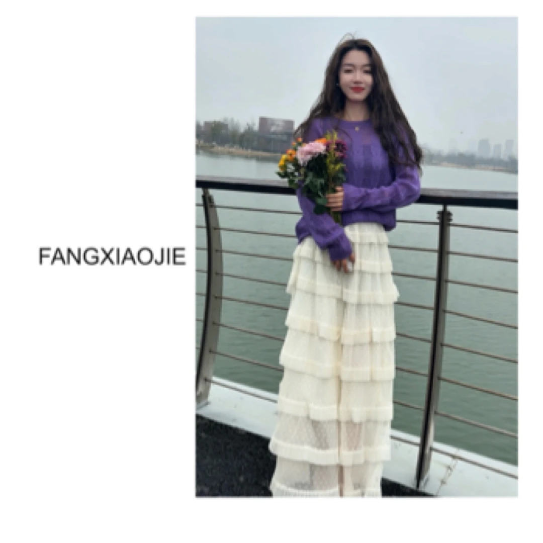 甜美减龄波点荷叶边半身裙女 时尚纯色显瘦层层叠叠蛋糕裙子