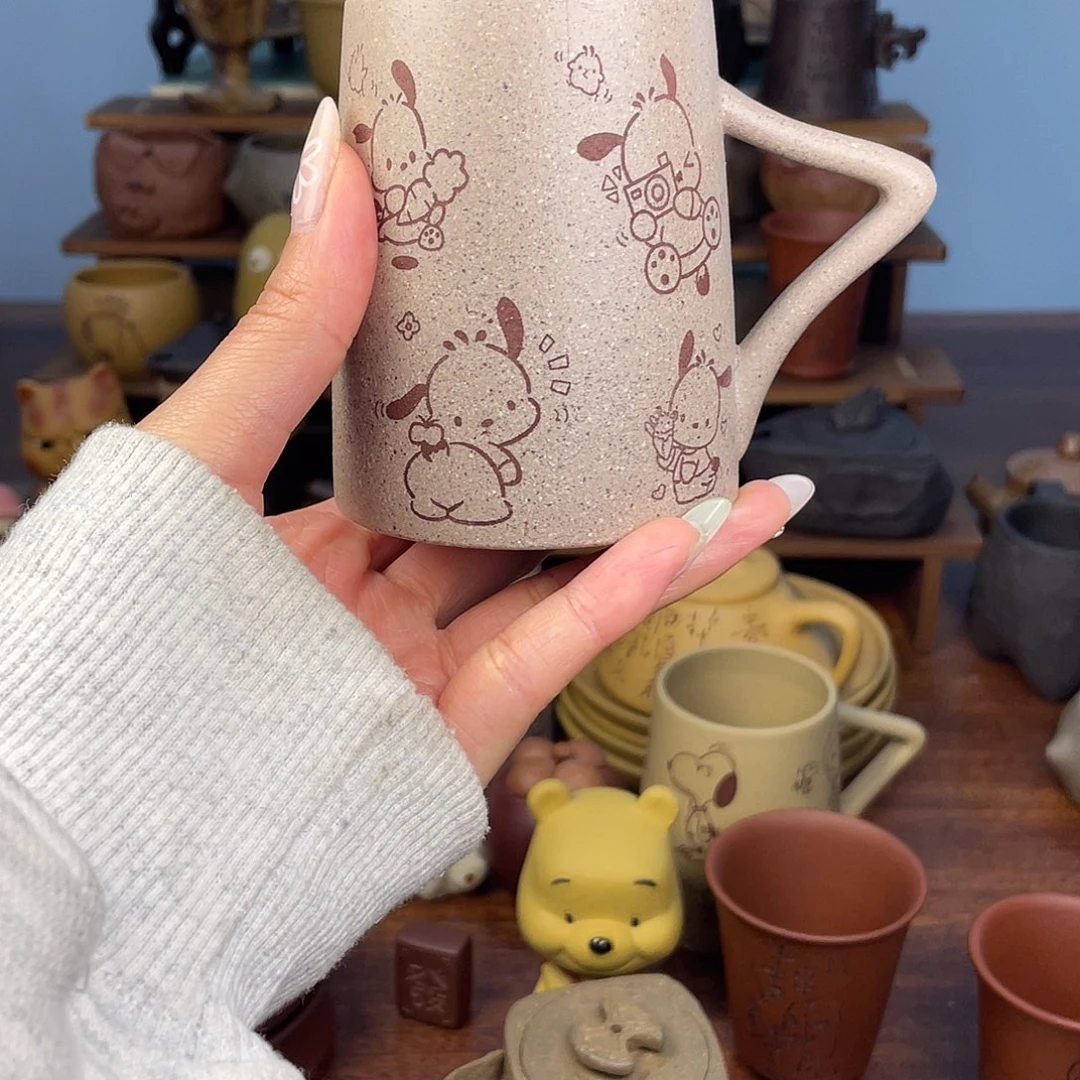 紫砂茶宠蔷**巷带把怕洽狗杯