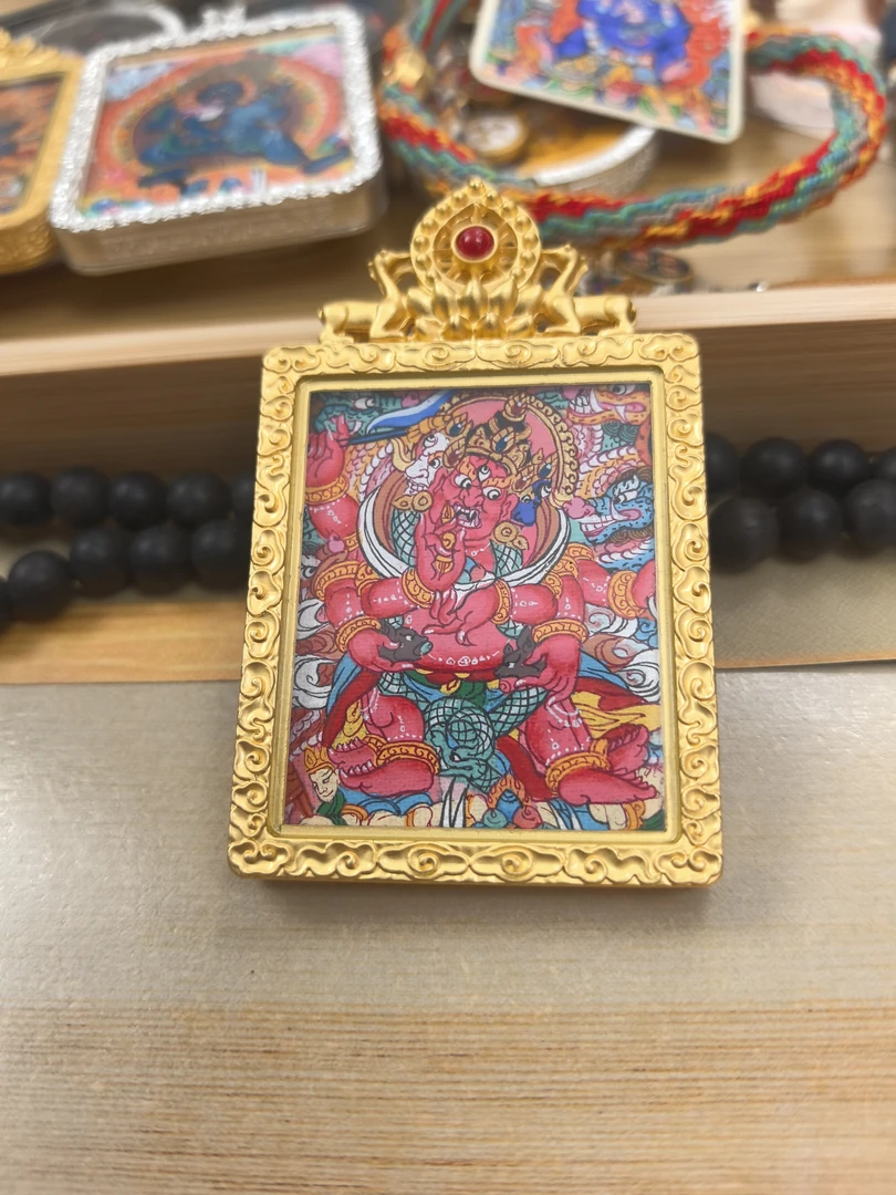 【红财神】财源广进 精工纯手绘唐卡4*5cm