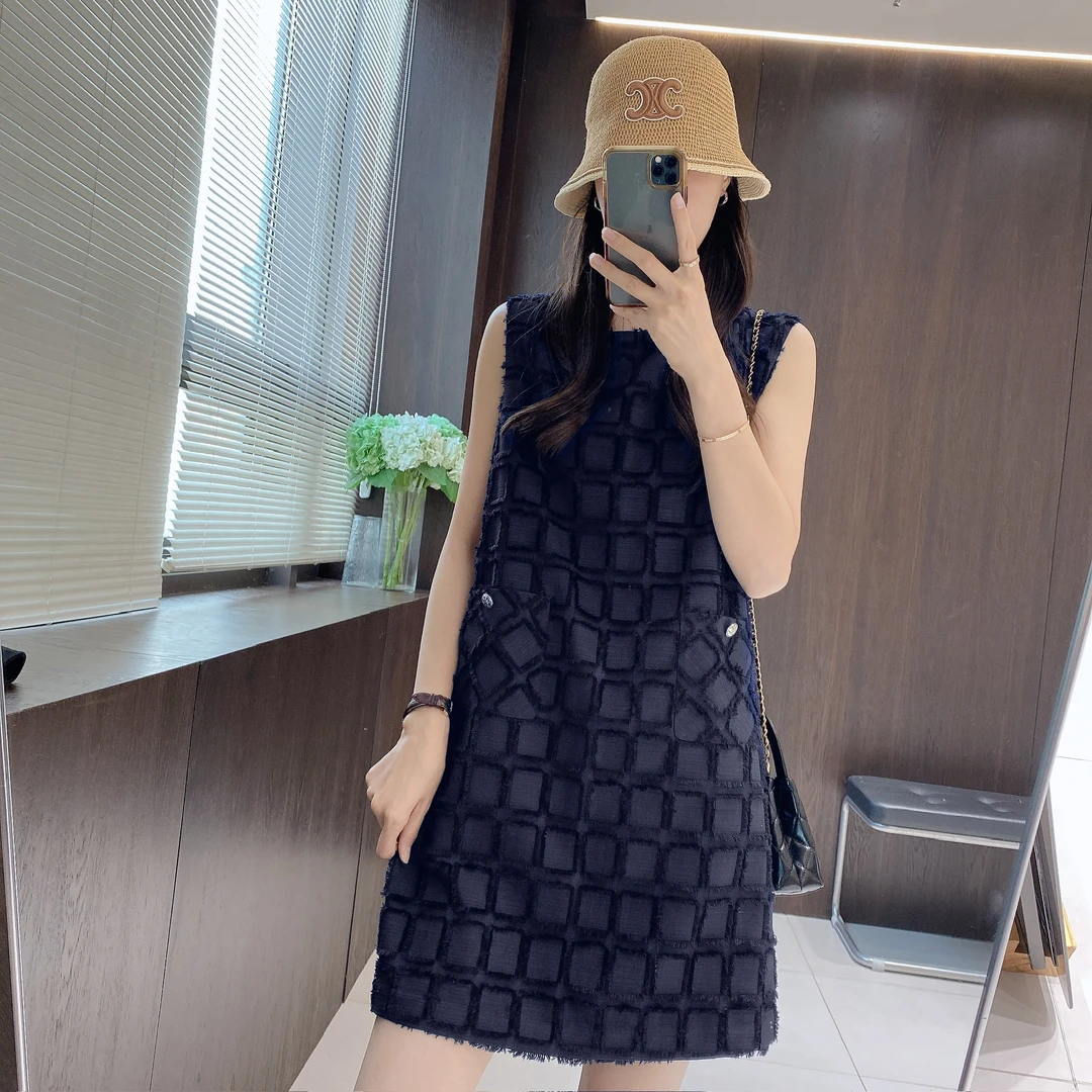 IMFLY金小金自制女装 连衣裙DYQ727夏季小香裙子感格纹洋气衣服女