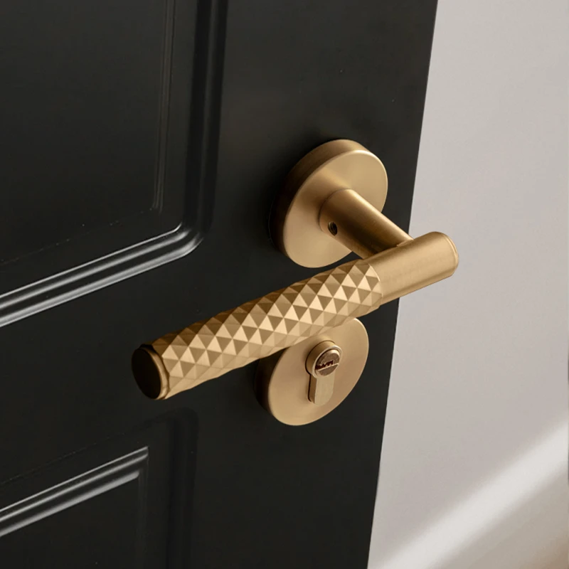 贝雷欧现代简约轻奢门锁室内卧室磁吸静音房间分体式木门门把手