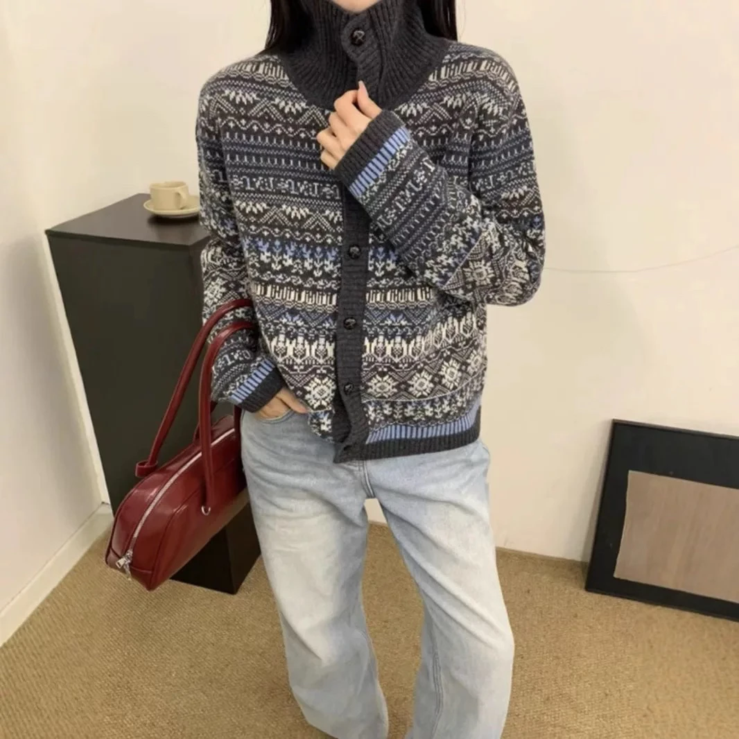 外套女秋季新款费尔岛长袖针织衫毛衣外搭上衣4167