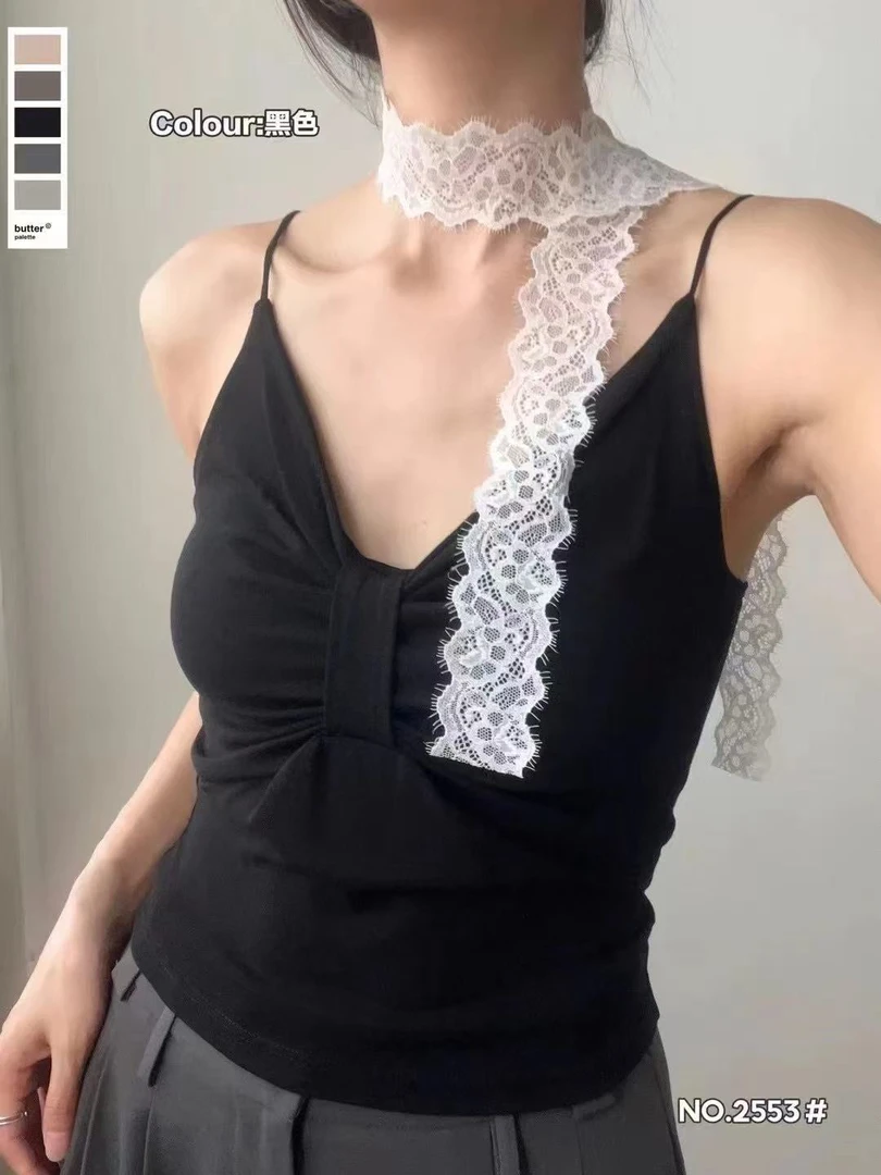 KM-甜辣风褶美背吊带夏季打底神器2553