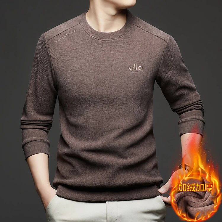 培蒙秋冬圆领男士冬季加绒卫衣打底衫男士上衣冬季长袖高档时尚