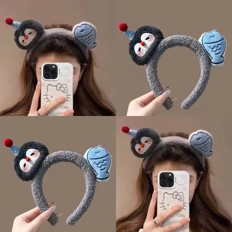 网红百搭超萌甜美少女心发箍头饰发饰创意企鹅小鱼毛绒手工制作发