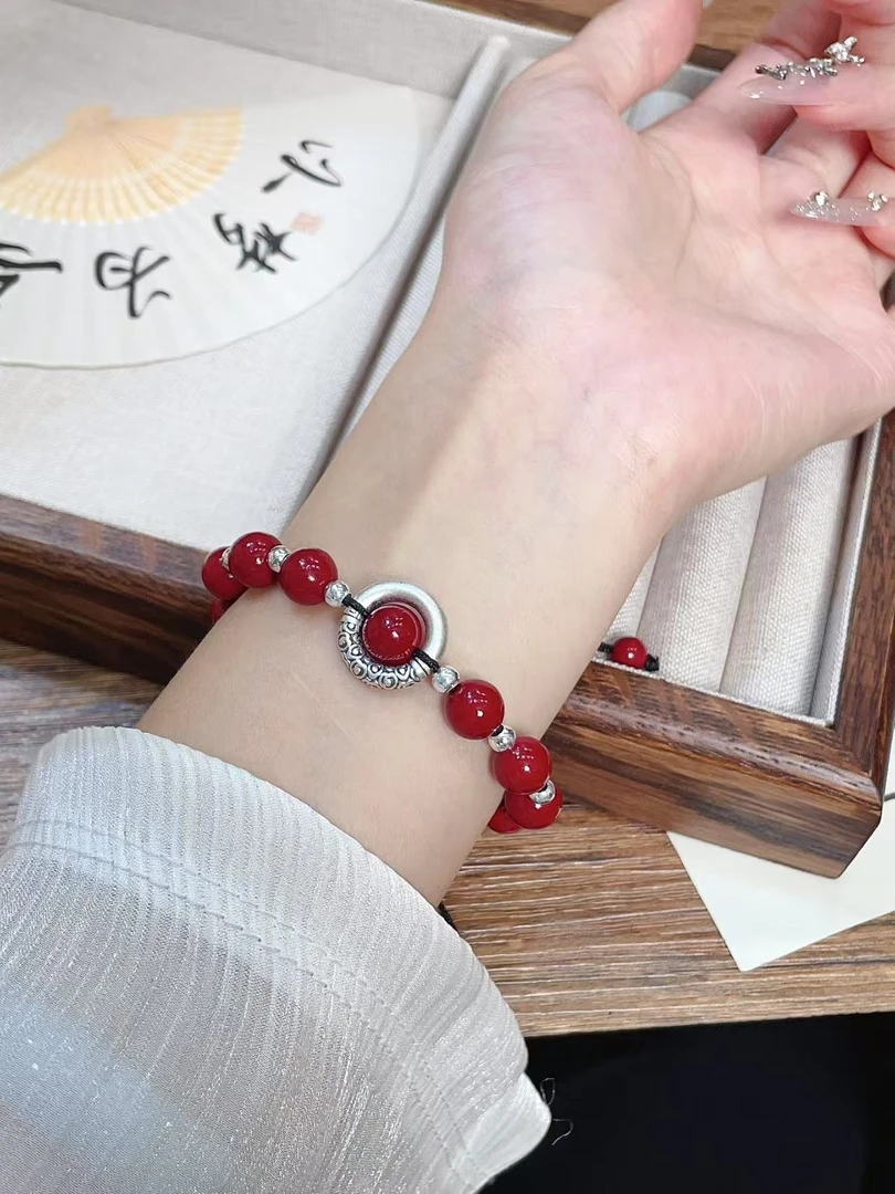 足银手链 足银999平安扣手链红色男女情侣甜美民族风时尚轻奢百搭