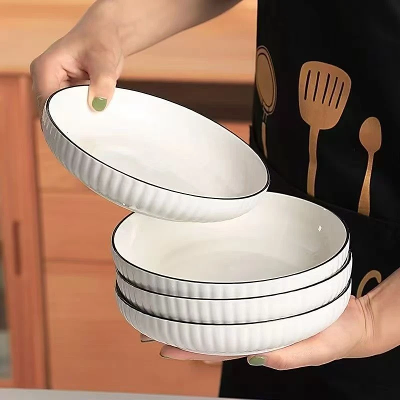 菜盘子家用陶瓷新款7/8英寸大号炒菜凉菜深圆盘子菜碟餐盘釉下彩