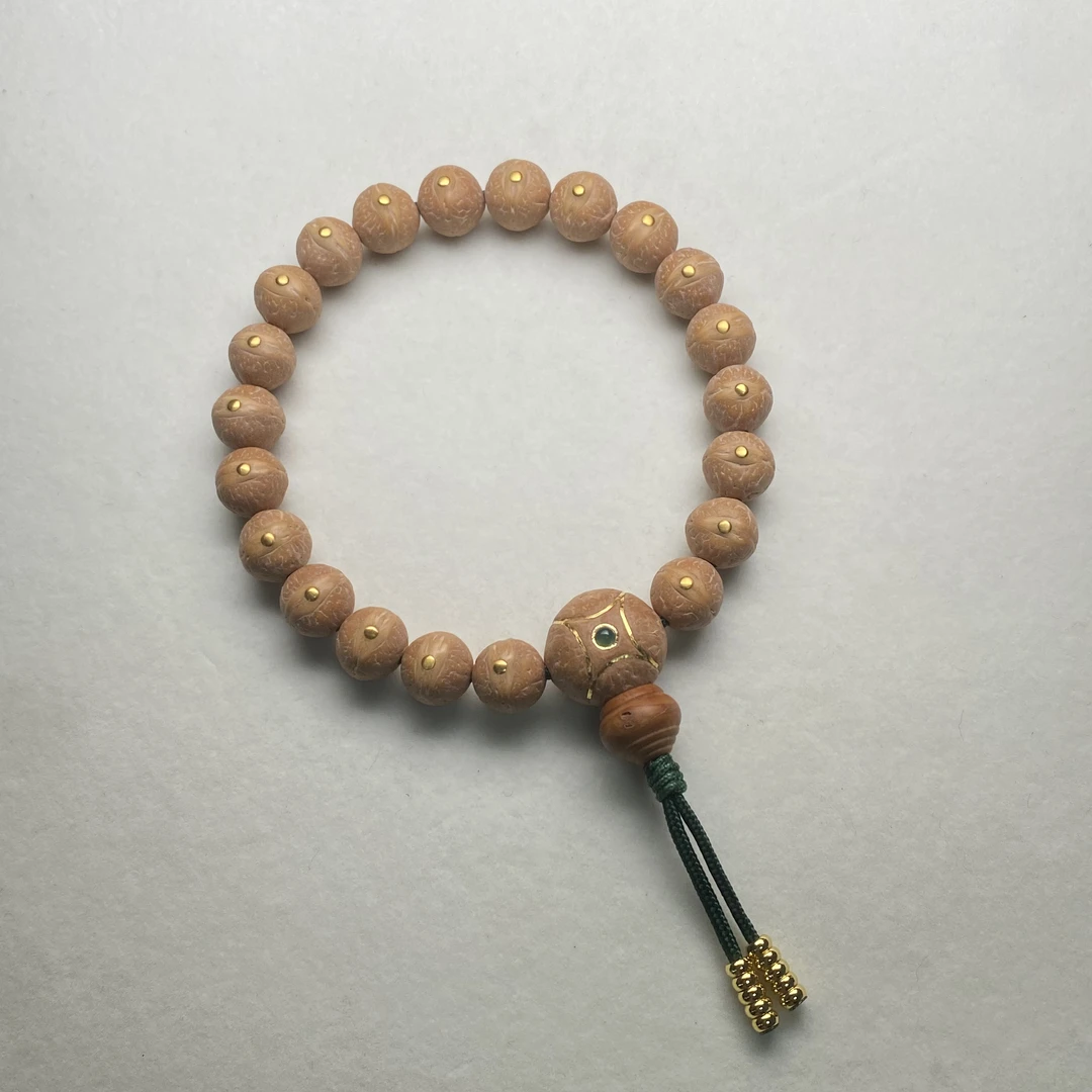 【H0006】实心凤眼菩提手串10.6-10.9mm21颗籽镶后期玻璃光包浆