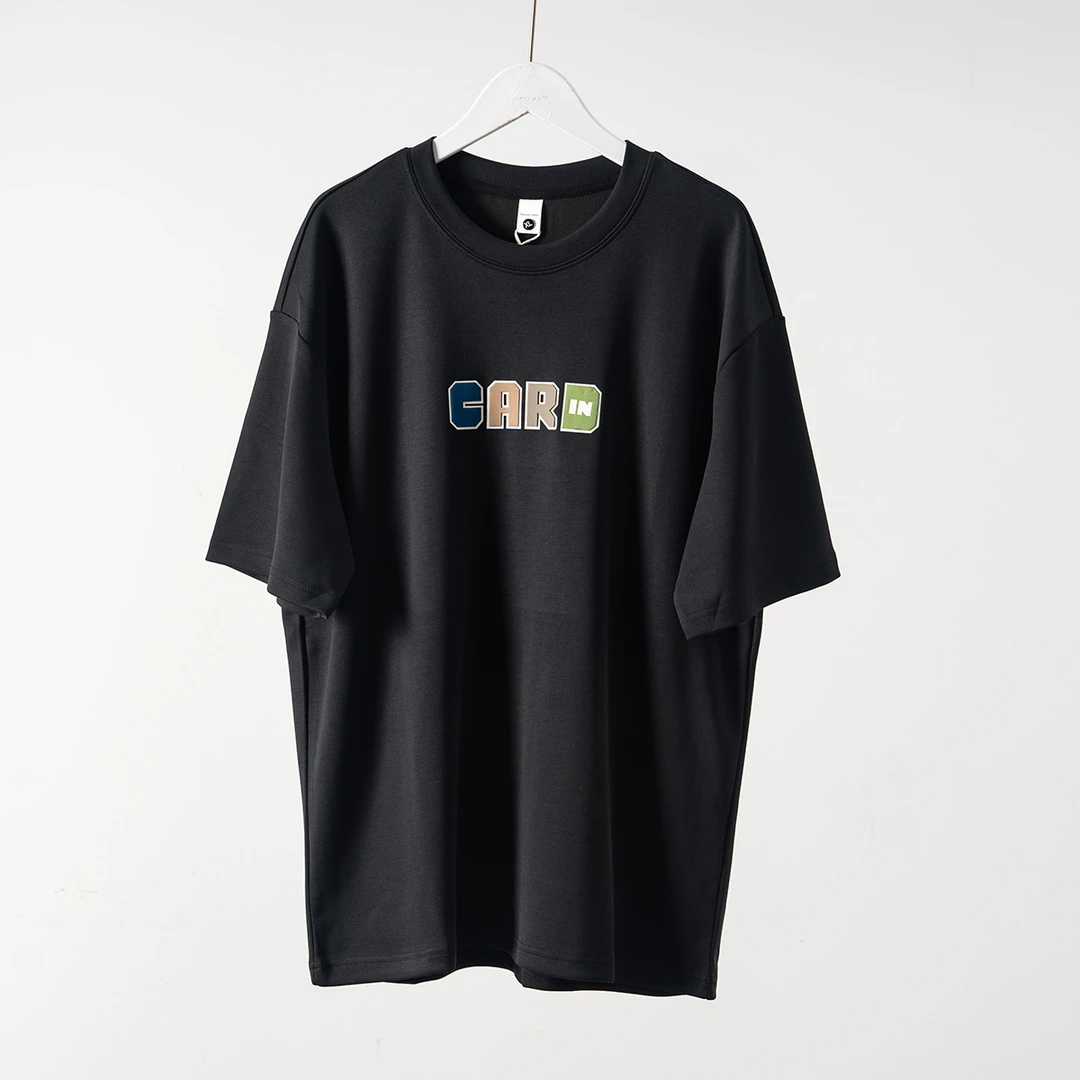 B534 夏季美式重磅潮牌百搭宽松休闲圆领短袖T恤5005黑