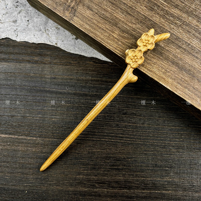 桃花丨古风桃木发簪女高级感汉服日常简约盘发头饰新中式木质簪子