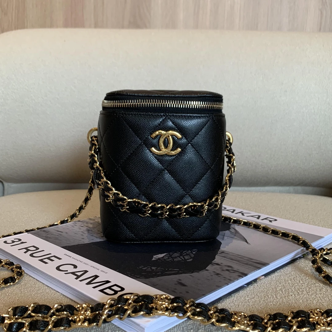 99新 Chanel/香奈儿 壹臻楠楠/22k黑金牛双链条盒子包34447103