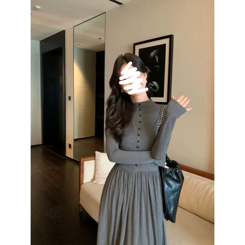 【运补5-6】秋冬季法式气质高级感复古连衣裙简单收腰显瘦a字长裙