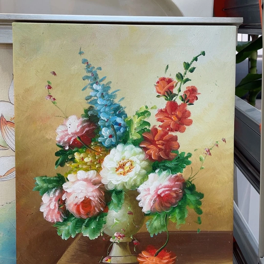 【闪购商品】油画密竖版30×40古典花手绘油画带外框