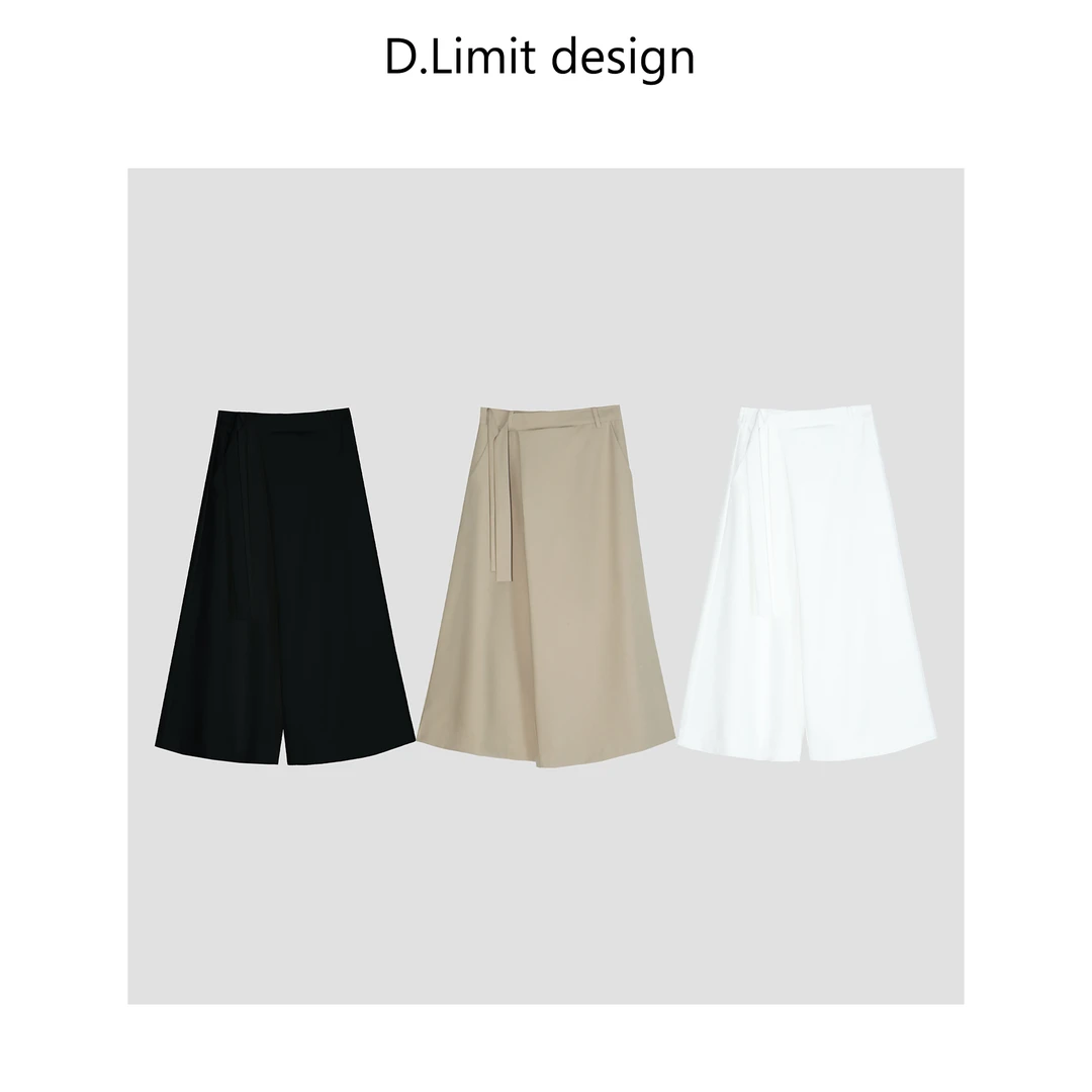 【D.Limit design】松弛诧寂风廓形裁剪不对称压褶系带裙裤DLAX12