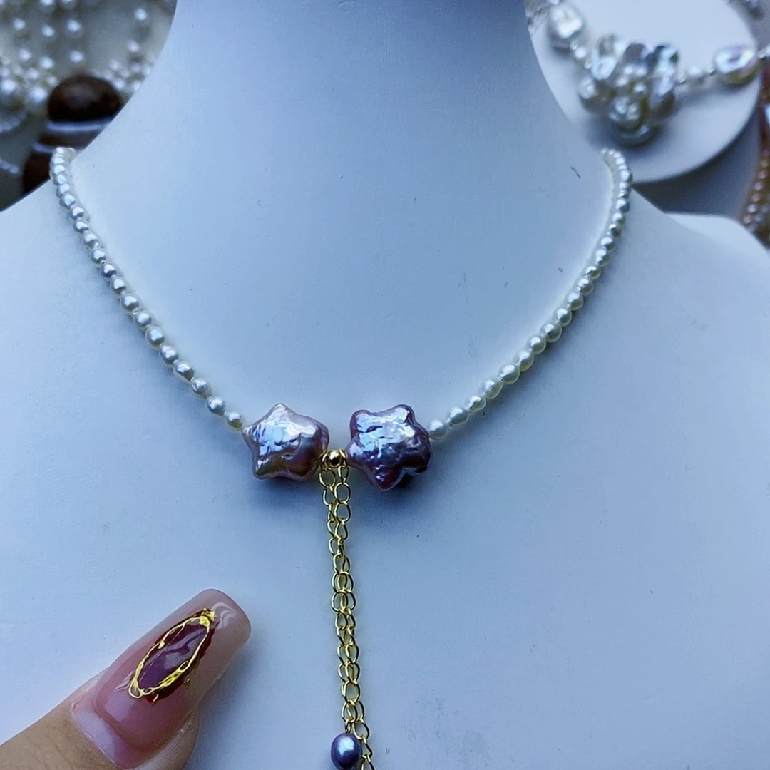 淡水珍珠颈饰银S925镶嵌