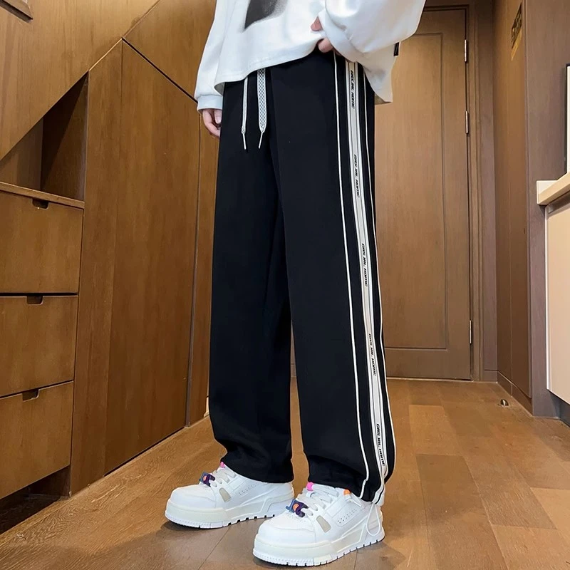 青少年时尚裤子男款2025春季新款运动休闲初中生学生条纹长裤