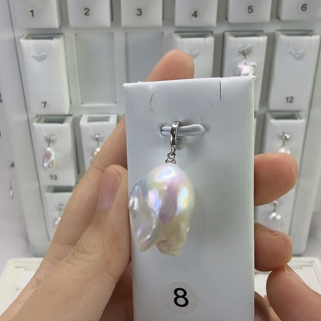 淡水珍珠吊坠(不含链)银S925镶嵌