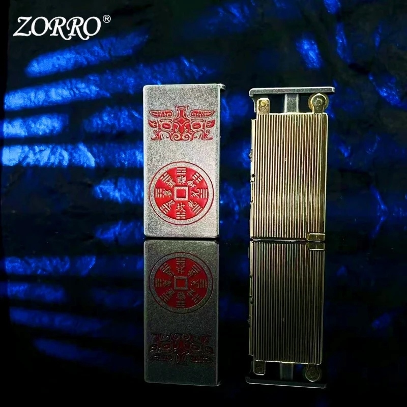 ZORRO佐罗煤油打火机男士753超薄升降机古银山鬼花钱窄机创意