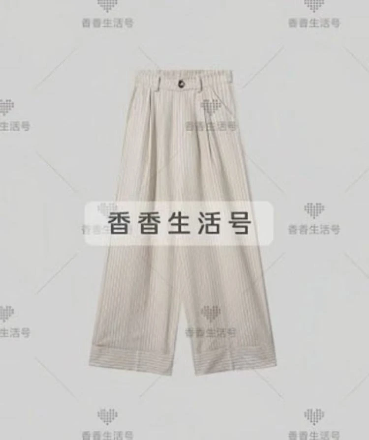 【香香严选】QC肌理感条纹卷边阔腿裤6078