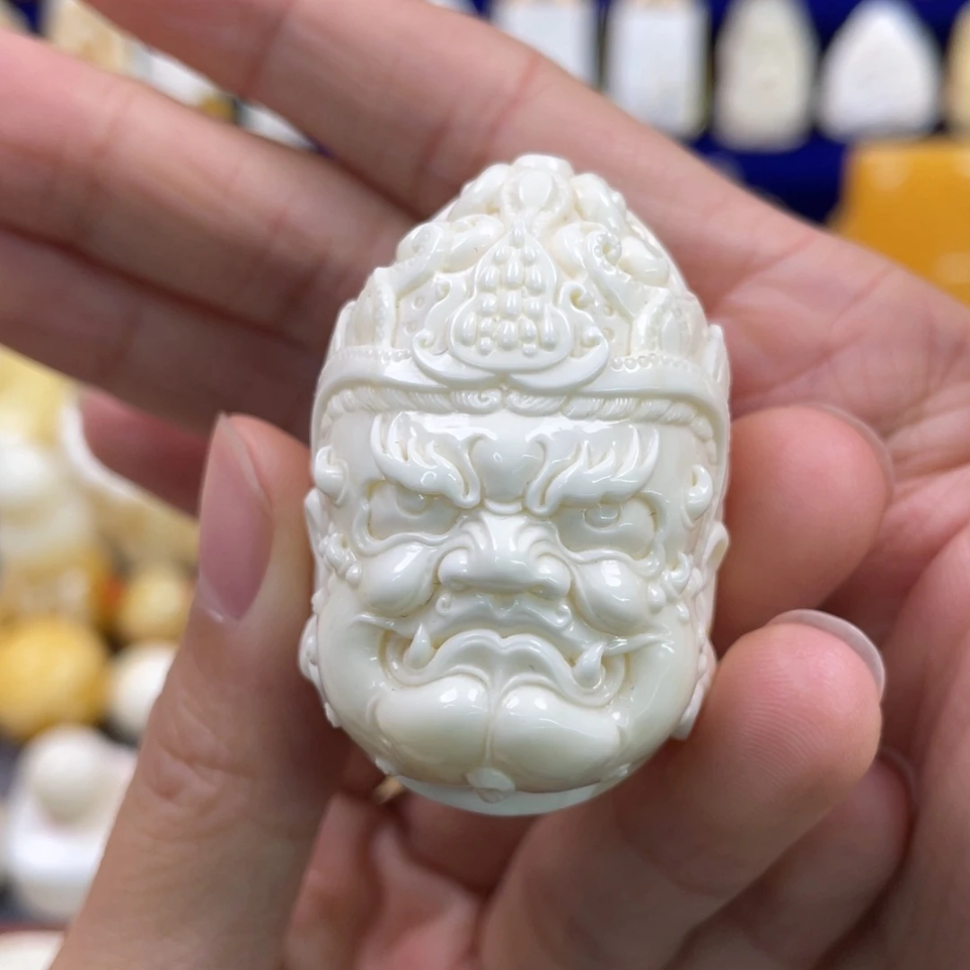 蜜蜡裸石未镶嵌琥珀蜜蜡黄财神吊坠