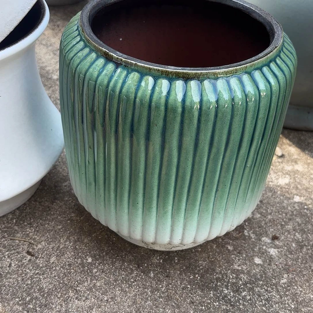 紫砂花盆孤品一个绿口径17*23