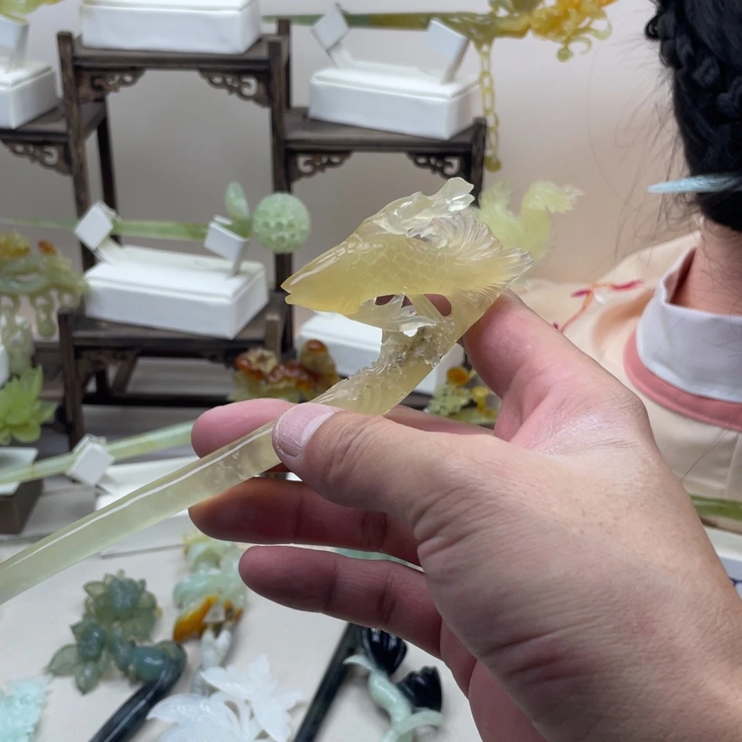 蛇纹石玉合金发饰发簪