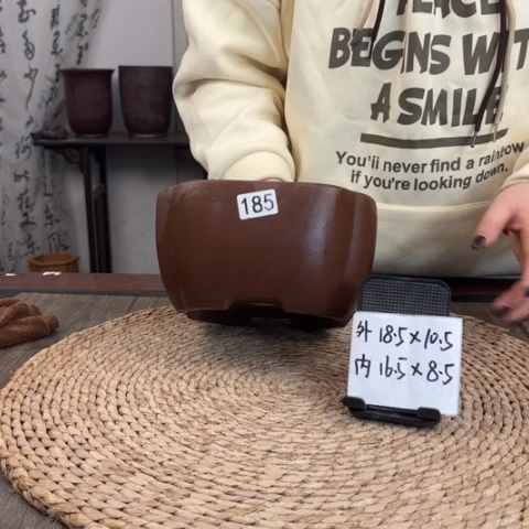 紫砂花盆紫玉金砂手工南瓜四方185