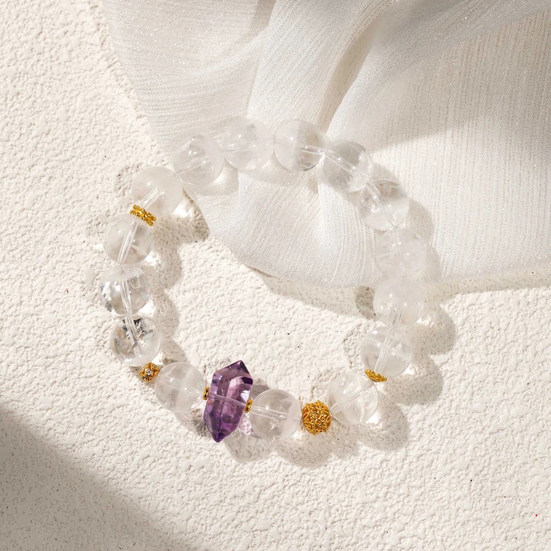 【才来云转】白幽灵聚宝盆水晶手串 （天然珠宝多样性发其一）