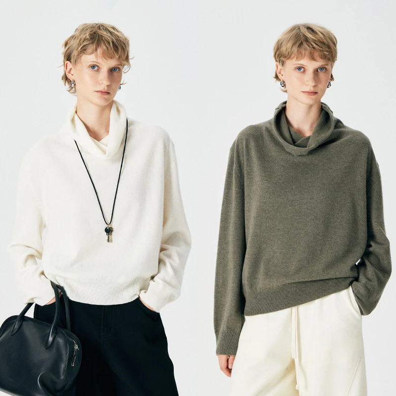 棘光THORNSAURA 云朵堆堆领针织衫女秋冬荡领套头上衣-T2512SX202