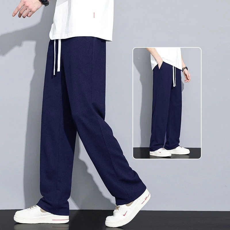 华夫格垂感直筒男士夏季薄款休闲裤男装秋季款爆款2025新款