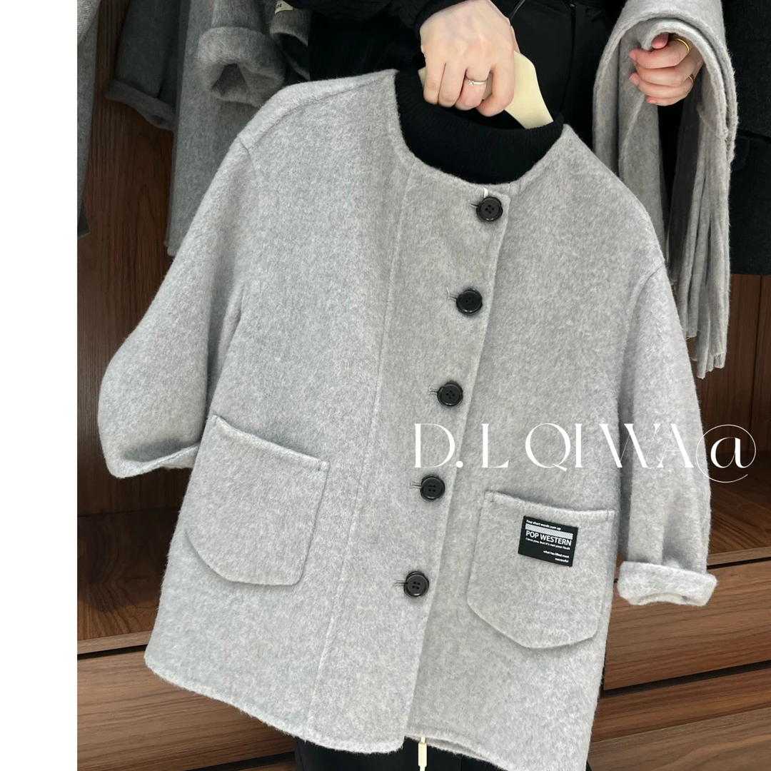 【方姐姐 童装现货】男童女童双面羊毛大衣秋冬系列高定手工大衣