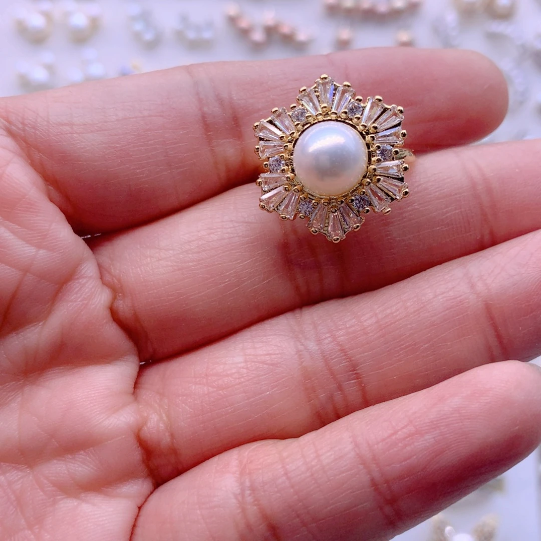 合金淡水珍珠耳饰