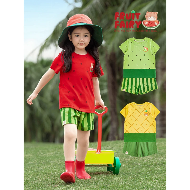 YOEHYAUL/幼悠夏贰波【水果精灵】女童夏款原创设计百搭短袖T X4741