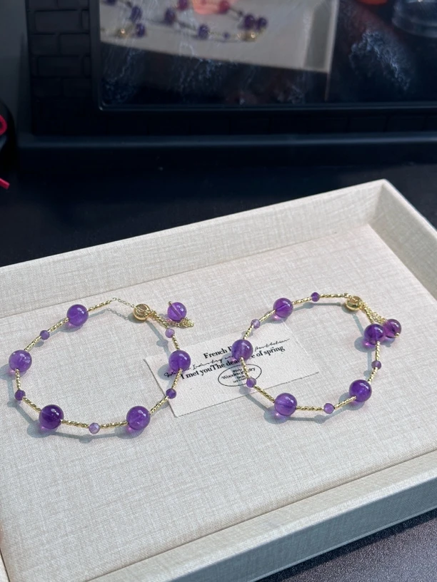 满天星天然紫水晶DIY手串多样性发一U015