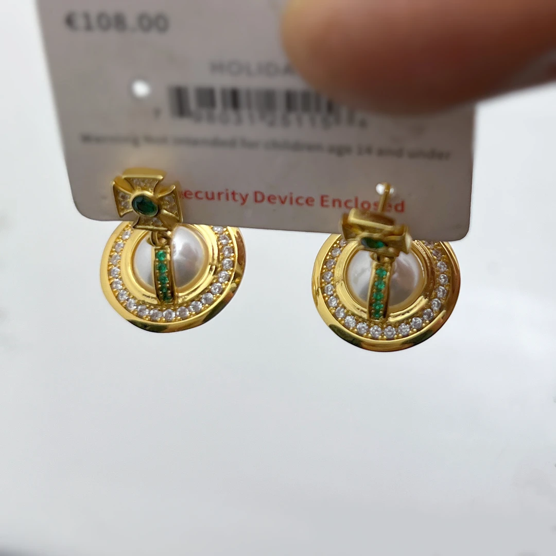 铜合金锆石耳饰 铜合金耳饰 小众轻奢星球珠珠耳钉高级感耳环