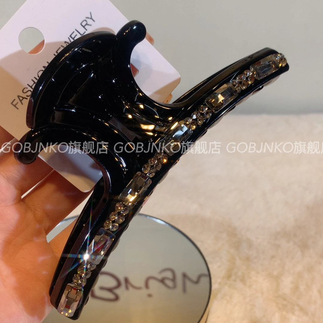 GOBJNKO韩版大抓夹法式日韩女发夹小众简约网红气质复古优雅黑色