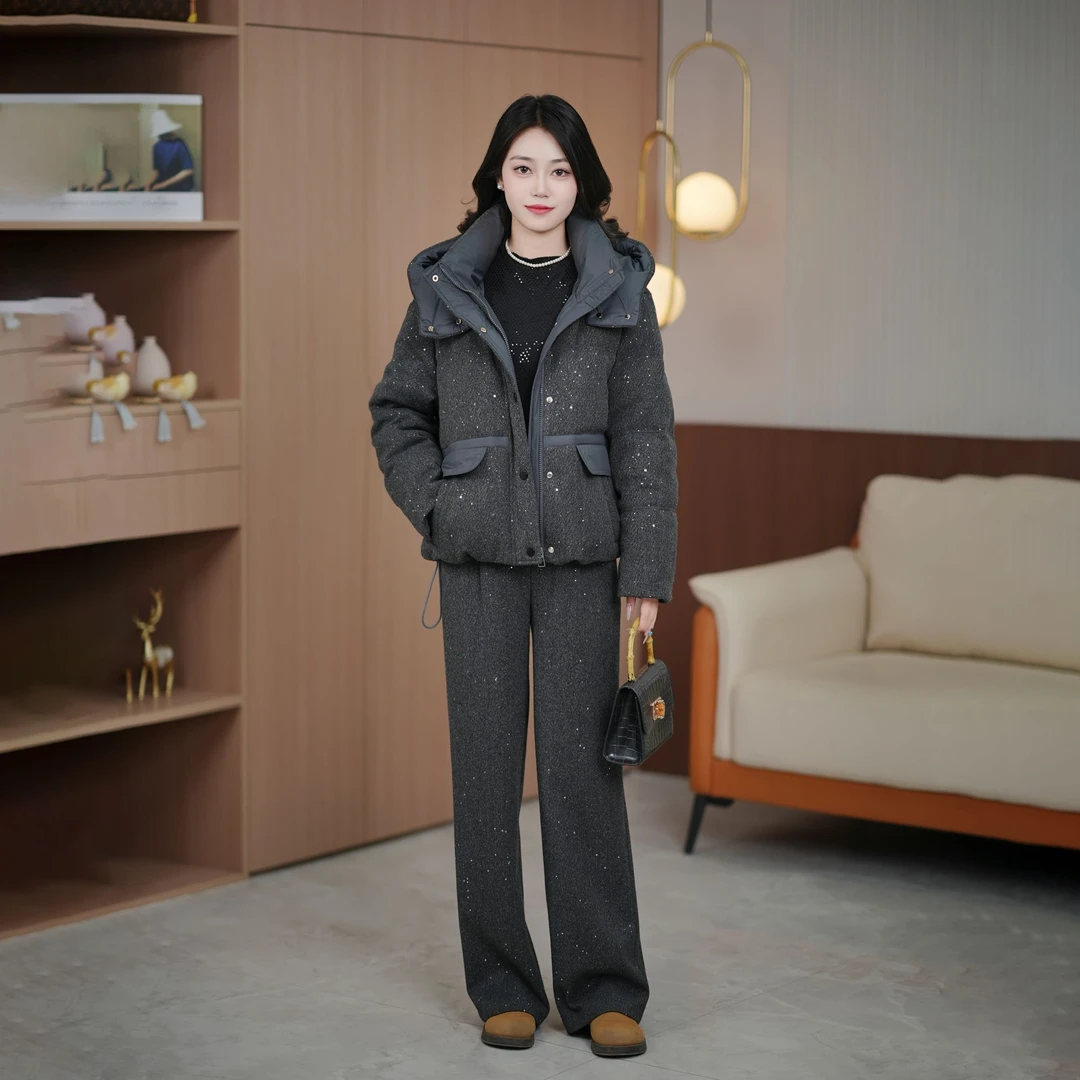 两件套新国标90白鸭绒2024年冬季爆款女士显瘦百搭时尚保暖羽绒服