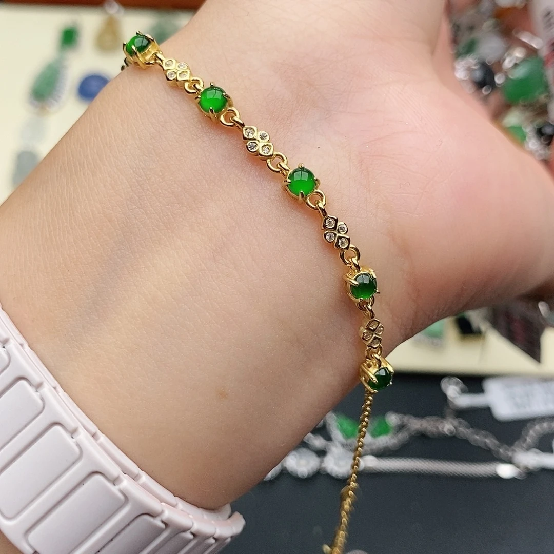 翡翠银S925镶嵌手链