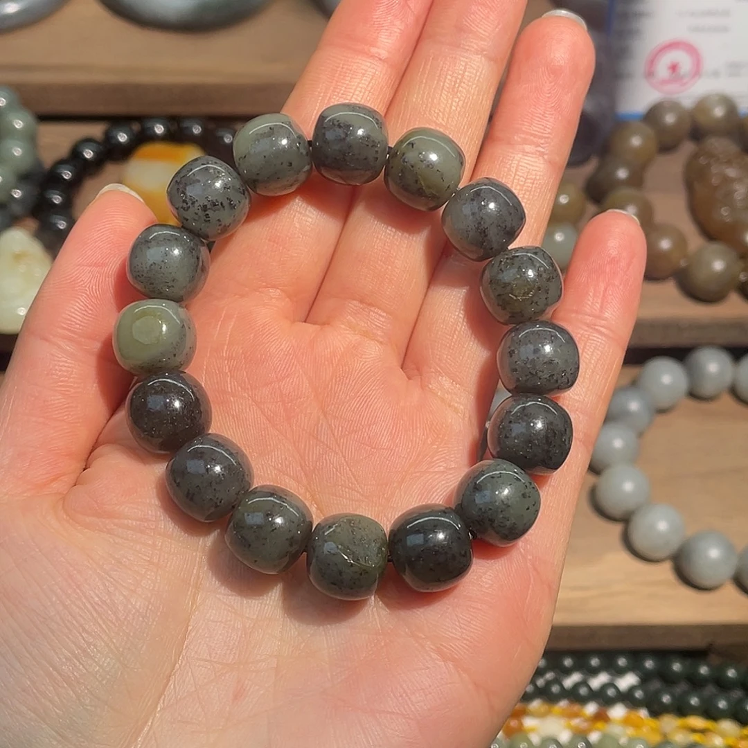 和田玉未镶嵌手链和田玉子料青花卡12*13