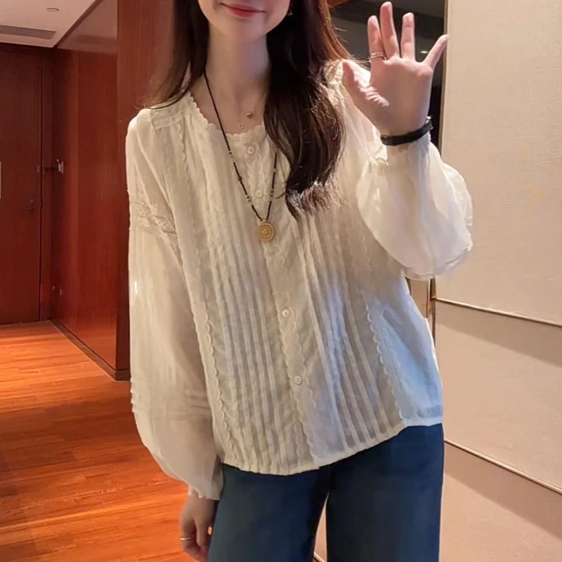 韩版早秋新款气质长袖衬衫女2025慵懒风宽松显瘦小个子百搭衬衣潮