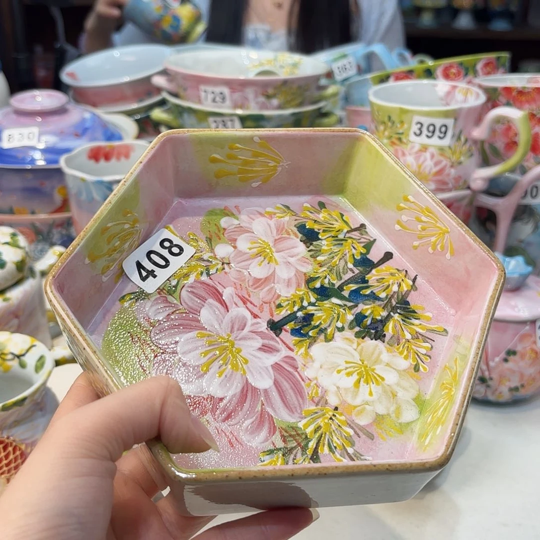 瓷片景德镇手绘高温釉下彩陶瓷茶具