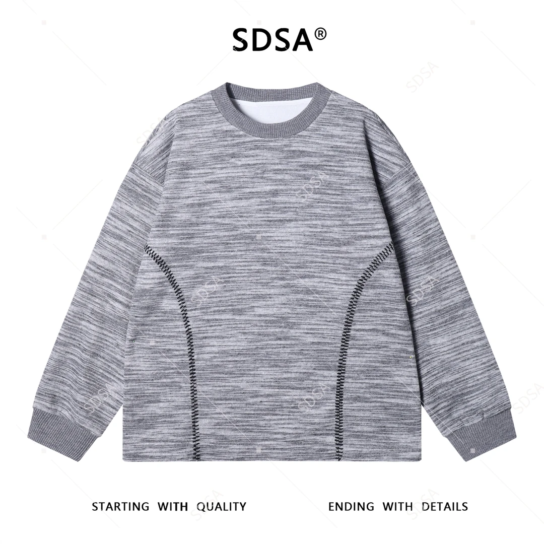 SDSA男士秋冬新款痞帅男装韩版扎染撞色缝线设计圆领卫衣百搭时尚