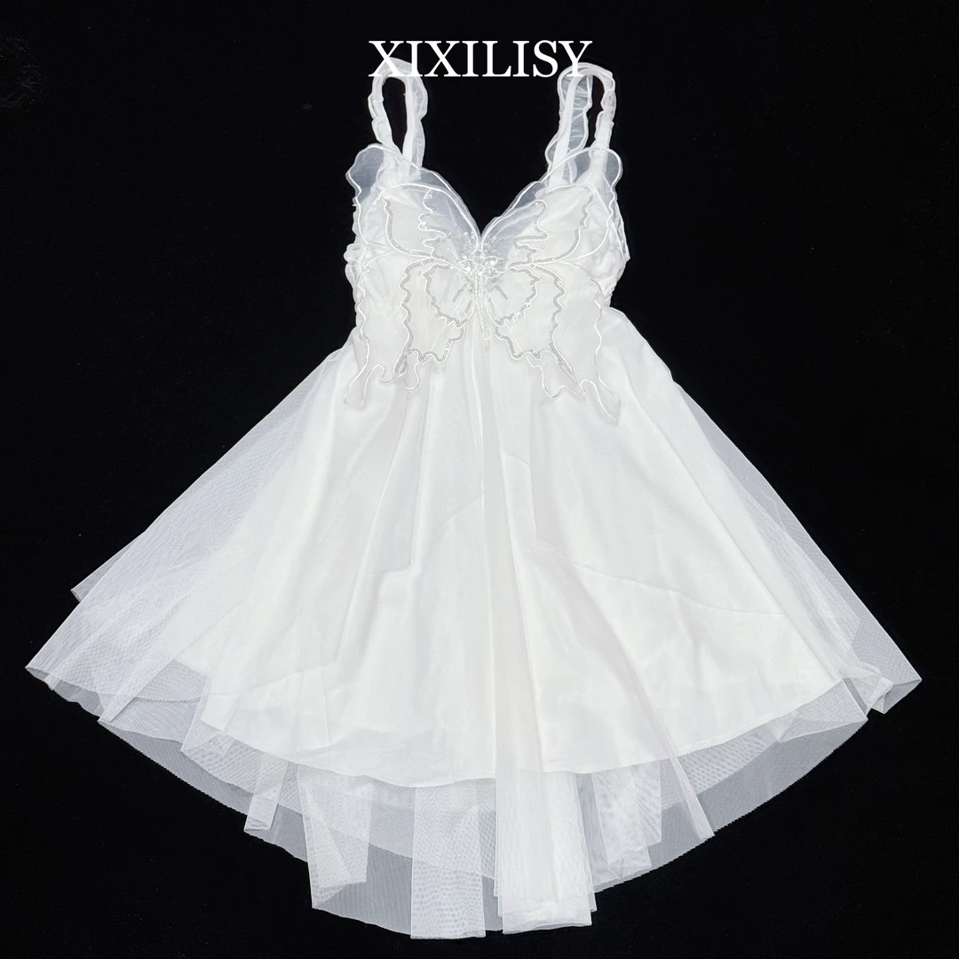 XIXILI纯欲诱惑蝴蝶吊带睡裙仙气可外穿睡衣家居服1003