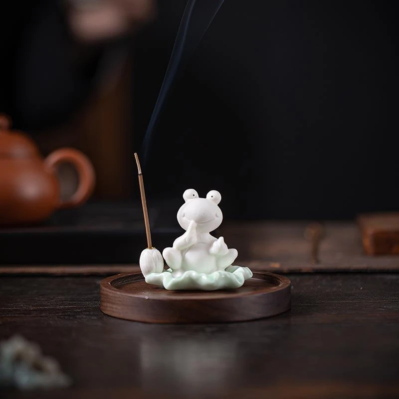 小青蛙茶宠摆件线香香插创意小香炉檀香沉香桌面茶台家用香器香道