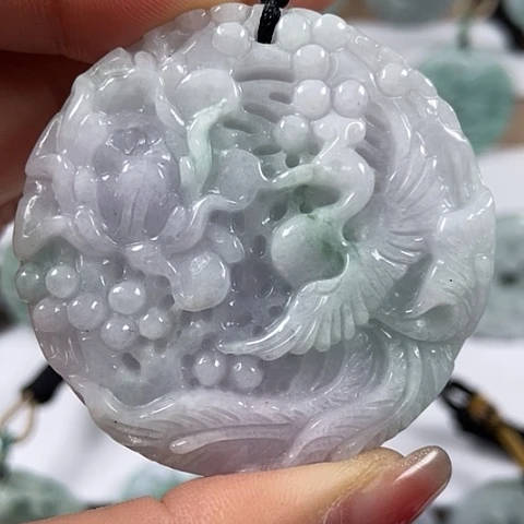翡翠颈饰未镶嵌龙凤呈祥两面工福利