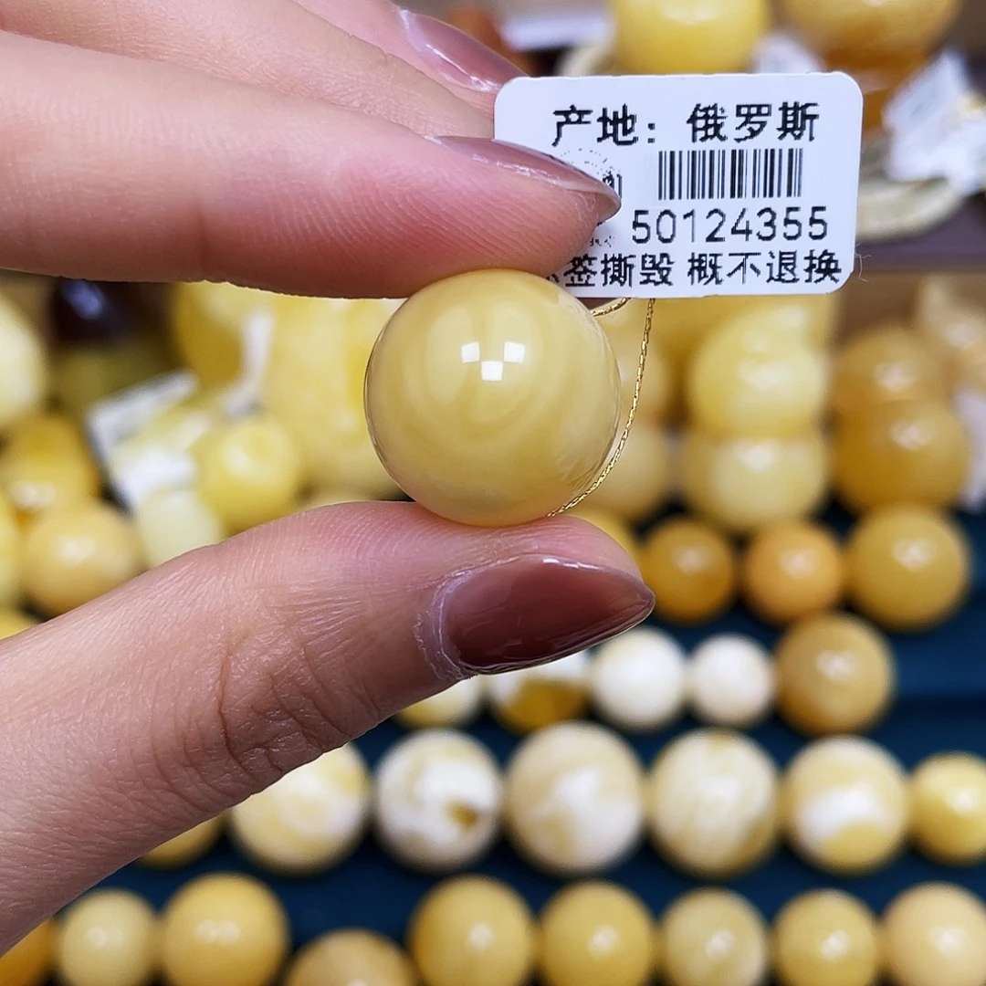 未镶嵌琥珀珠宝奇石17.3mm.圆珠