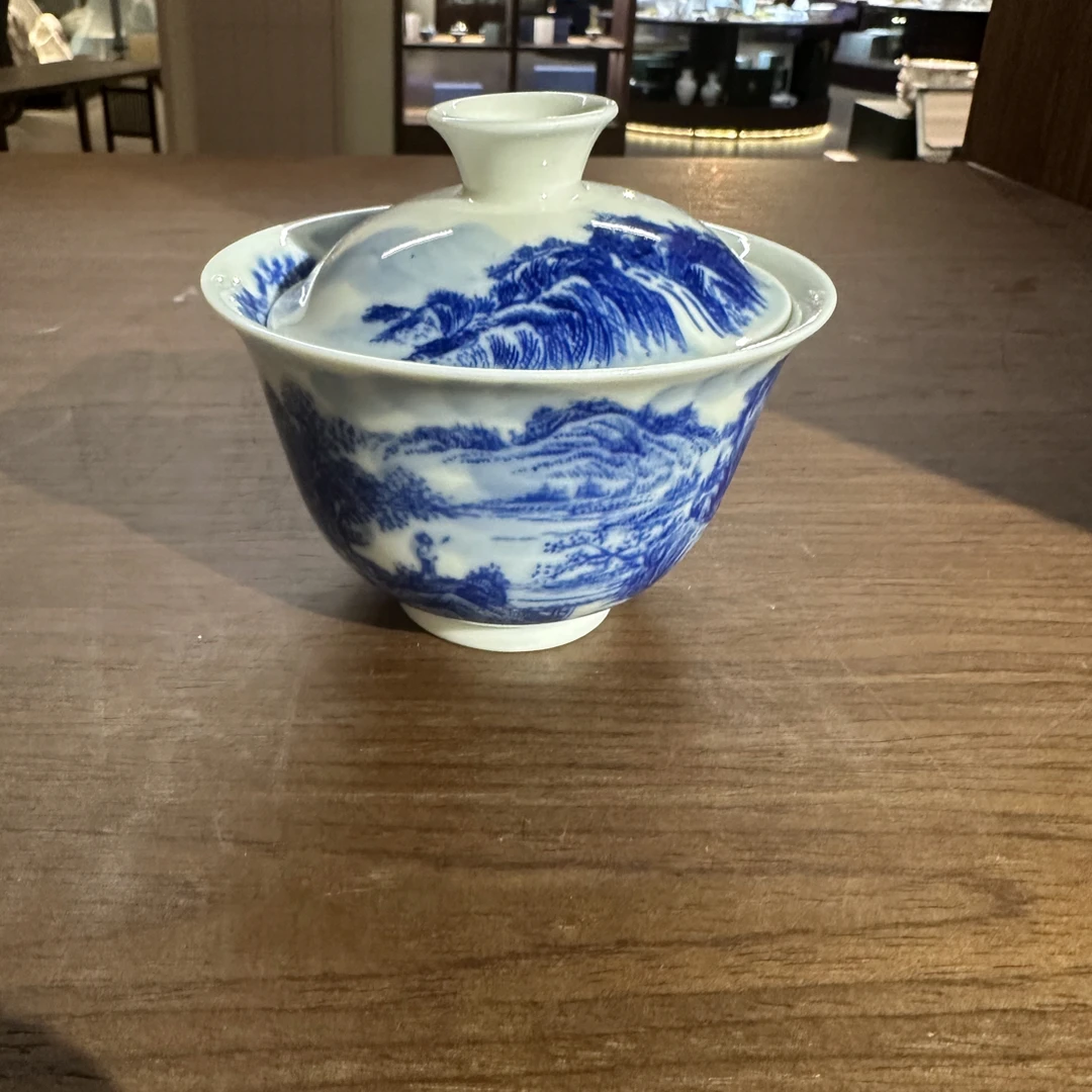 瓷博会山水二才盖碗