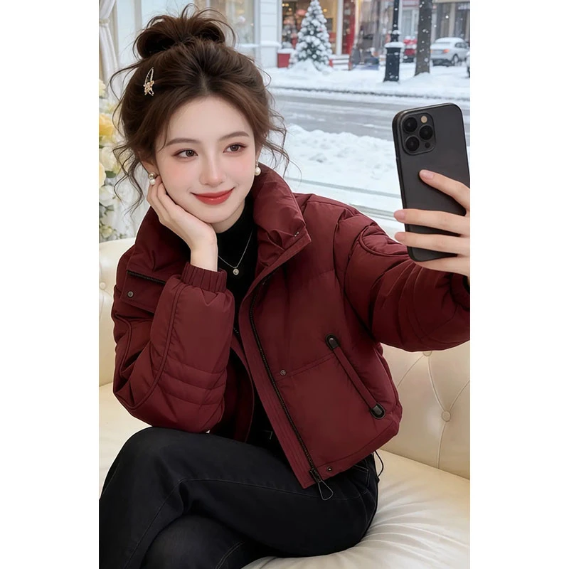 兹伊翰【鸿运当头】时尚保暖新年红色棉服女2026冬季新款慵懒风棉衣